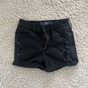 Black distressed hollister jean shorts